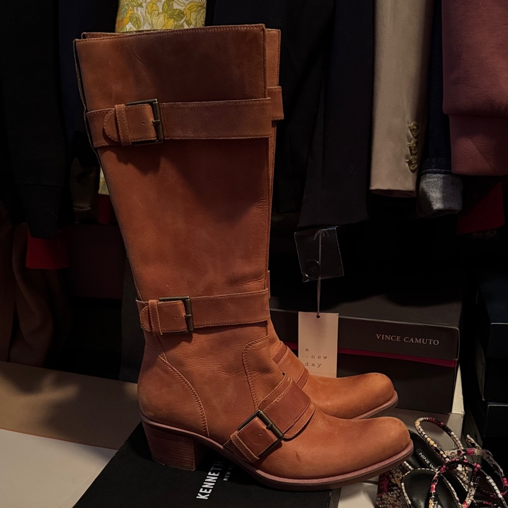 Vince Camuto Brown Leather Knee-High Boots